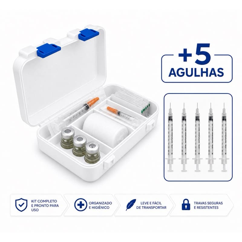 Kit Porta Bujões e Ampolas  10ML + 5 Agulhas para aplicação | Com nome Personalizado