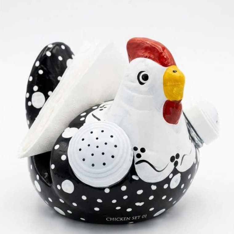 Galinha de Cerâmica Porta Guardanapo com Saleiro e Paliteiro – Decoração Charmosa para Mesa Posta