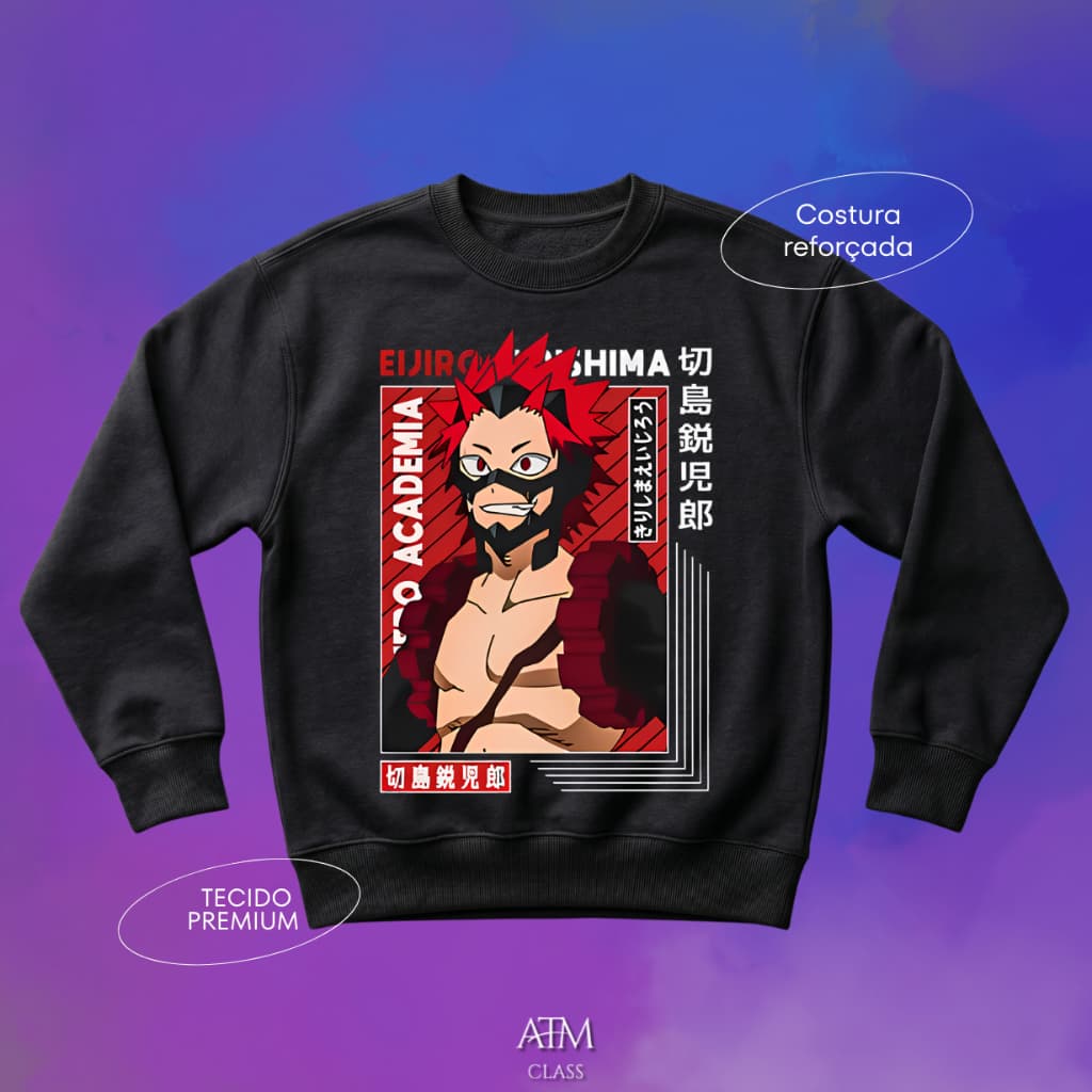Moletom Casual anime Eijiro Kirishima manga serie My Hero Academia tecido premium envio Rapido