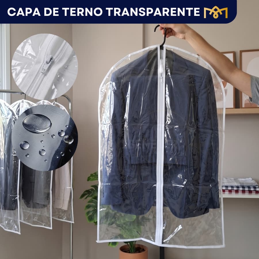 Kit Capa Organizadora Terno E Vestido Transparente Alta Durabilidade Impermeável Antimofo Premium