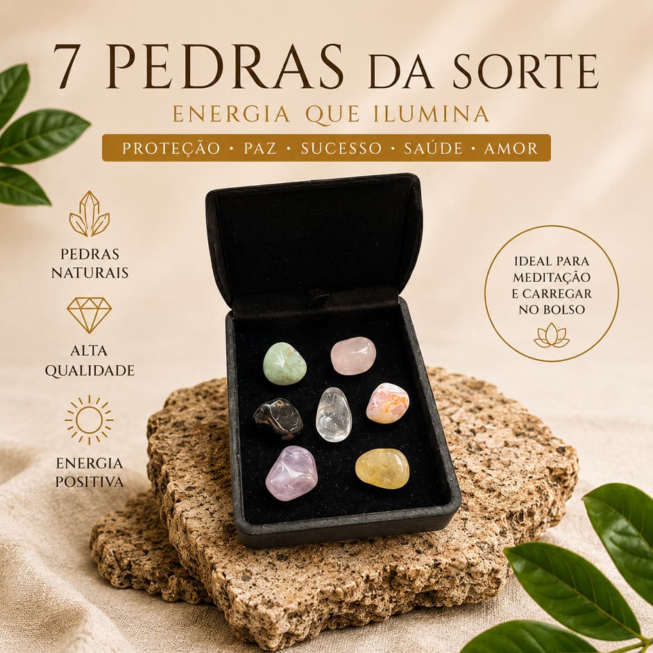 7 Pedras da Sorte 1-2 cm Naturais Cristais Energéticos Proteção Prosperidade Paz e Amor Zen