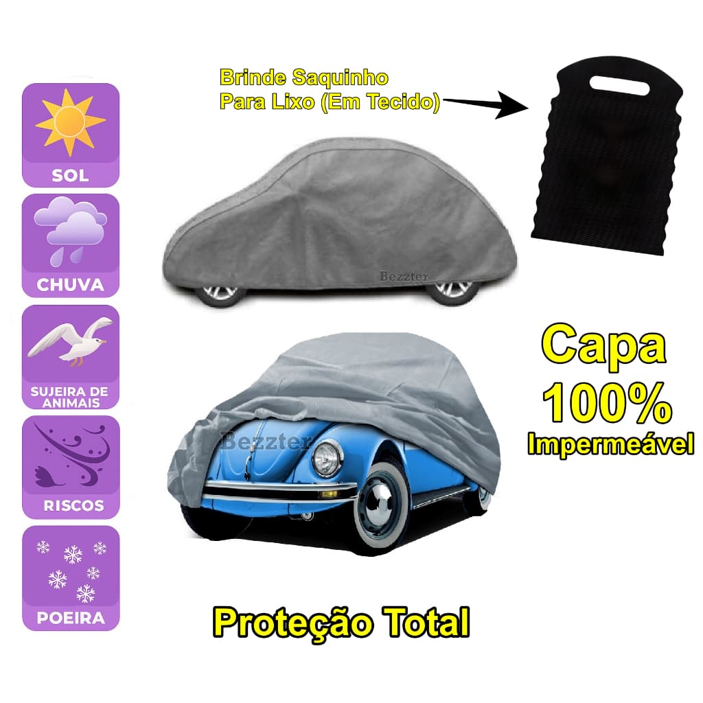 Capa De Cobrir Fusca 100% Impermeável Forrada Proteção Sol Chuva Poeira