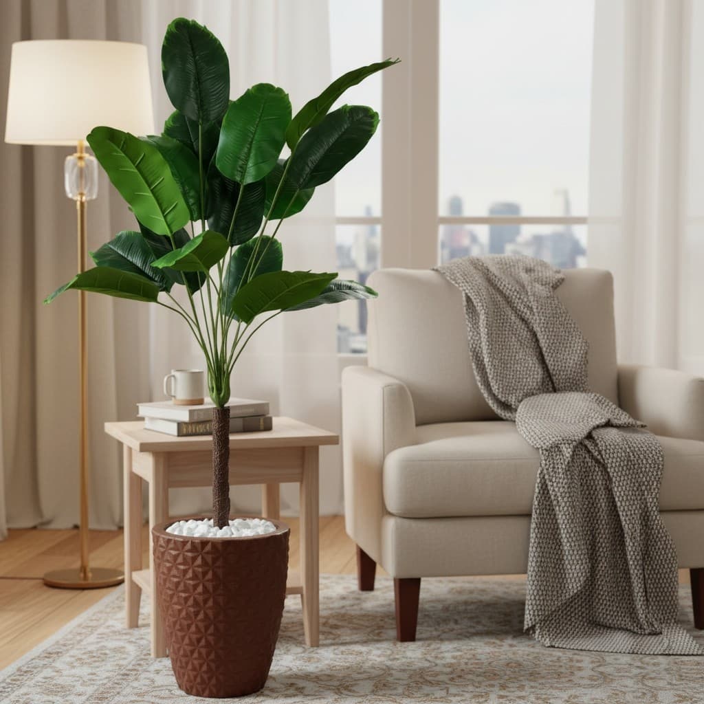 Planta Artificial Arranjo Bananeira Enfeite Decoraçao e Vaso 3D