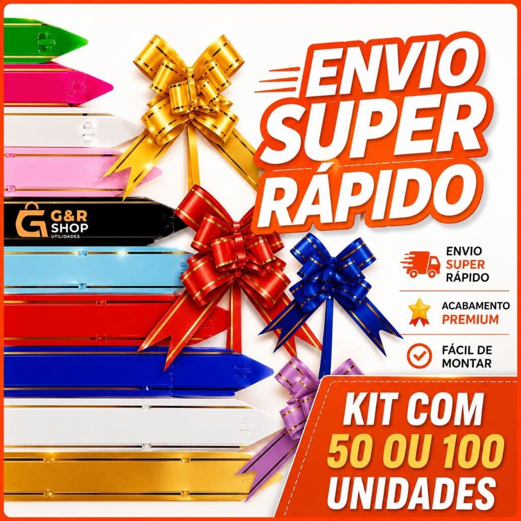 Kit 50 E 100 Laços Mágicos Para Presente Com Filete Dourado P/M/G Com Diversas Cores