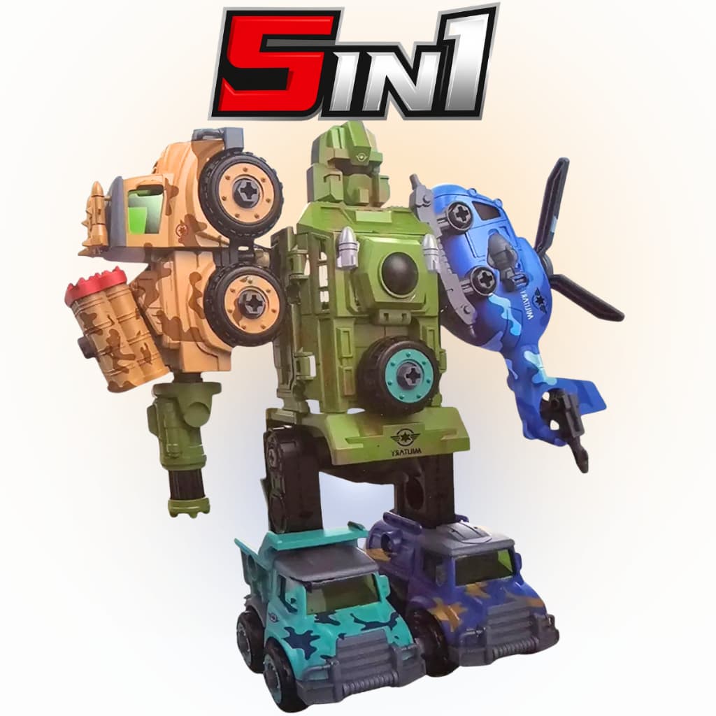 Brinquedo Robô Montável Carrinho Exercito Transformer Policial Exercito
