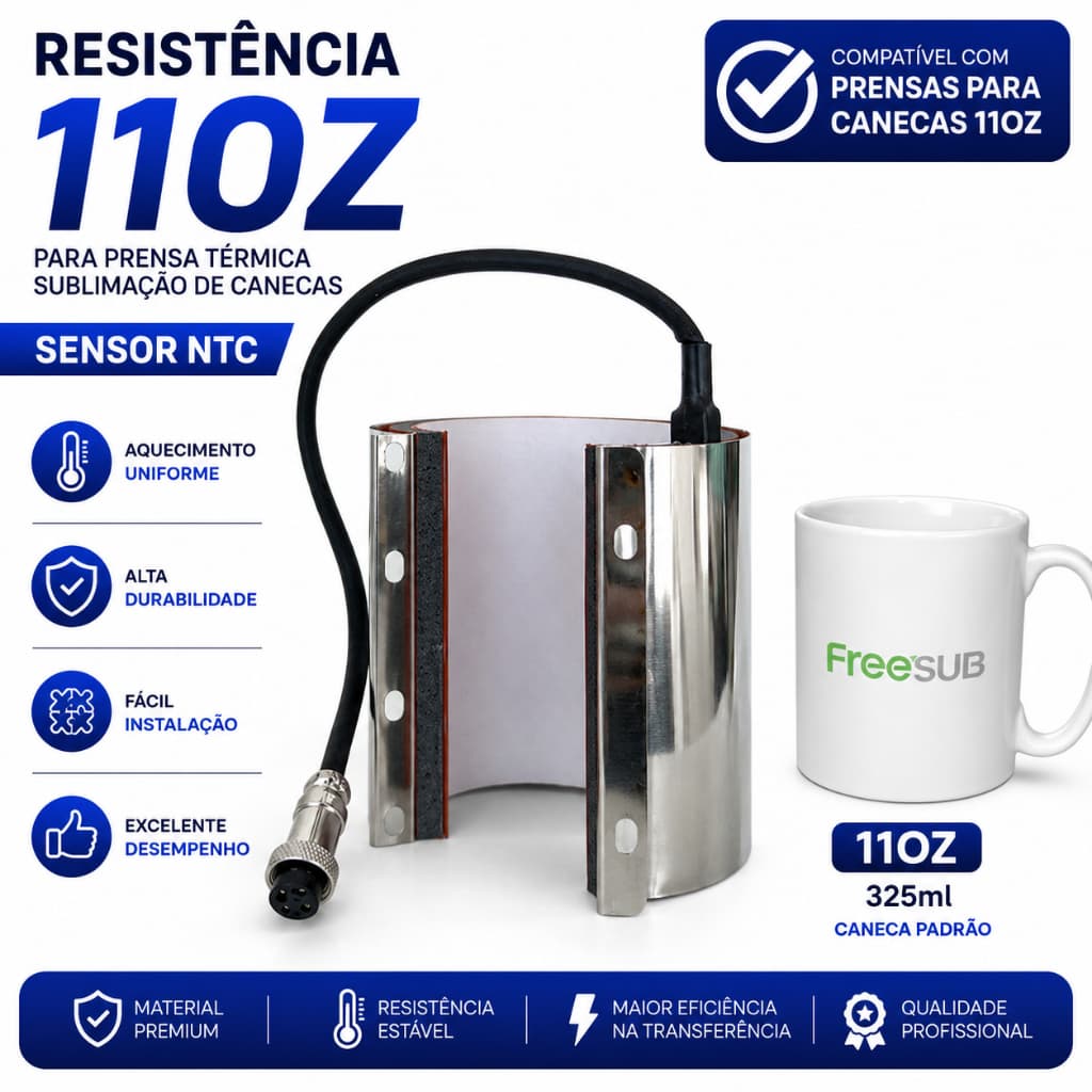 Resistência De 11oz NTC Prensa Térmica Sublimação Canecas