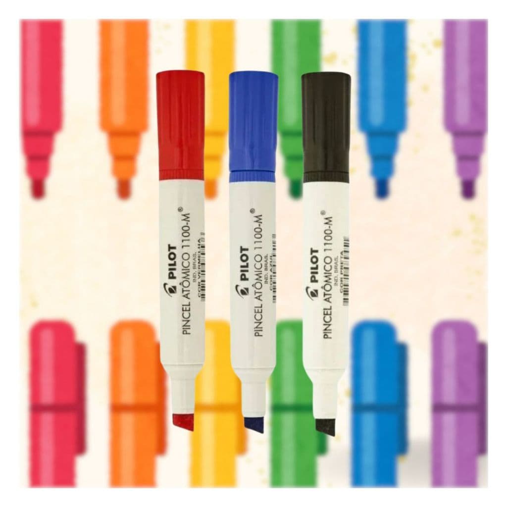 Kit Pincel Atômico Azul + Preto + Vermelho 1100-M - Pilot