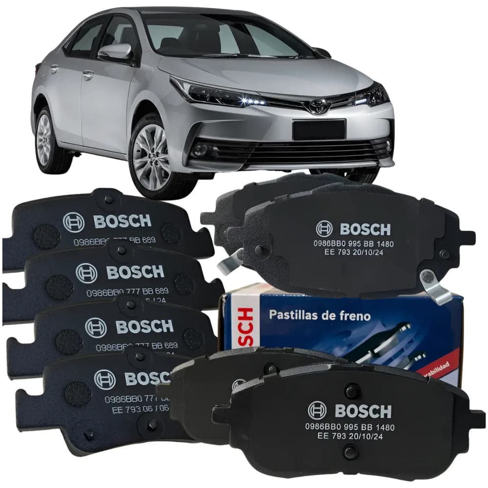 Jogo de Pastilha Dianteira Traseira Bosch Corolla 1.8 2.0 2014 2015 2016 2017 2018 2019