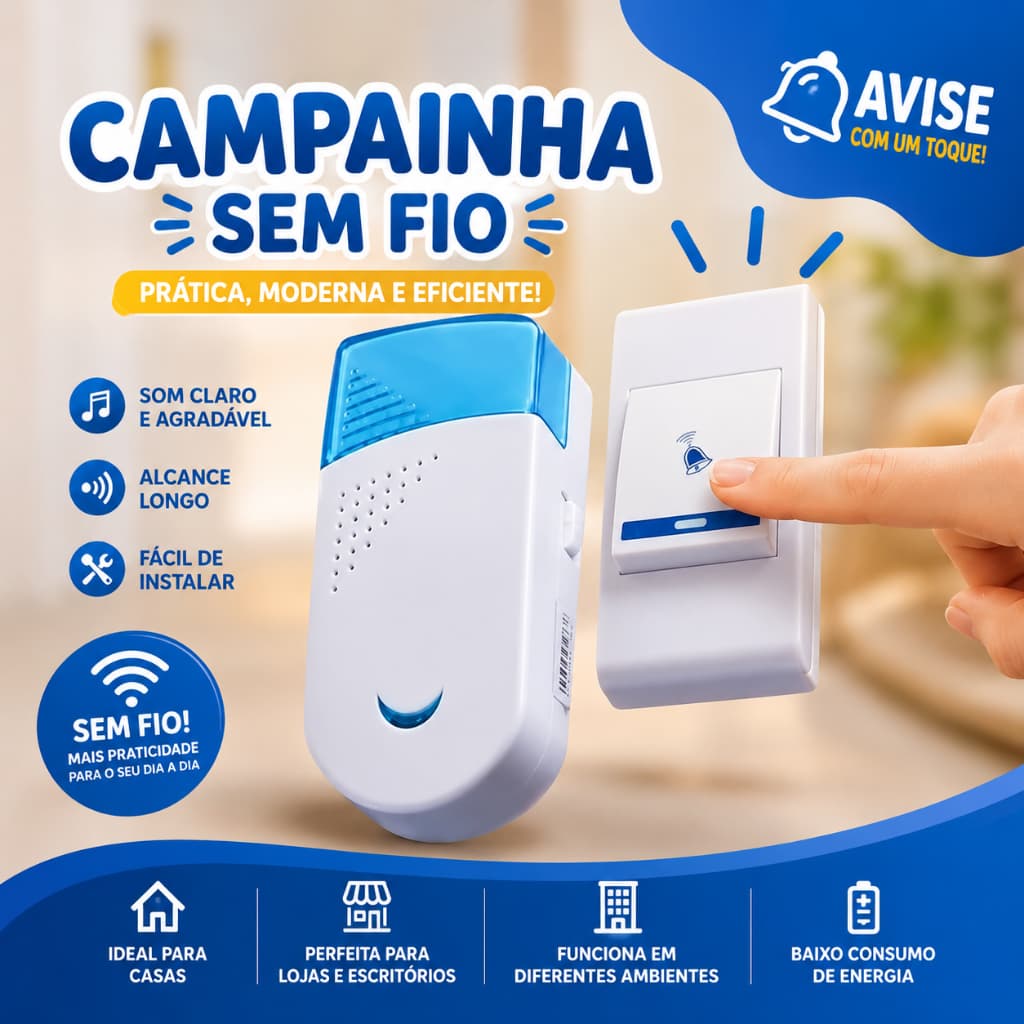 Campainha Sem Fio 100 Metros Residencial 32 Toques Promoção
