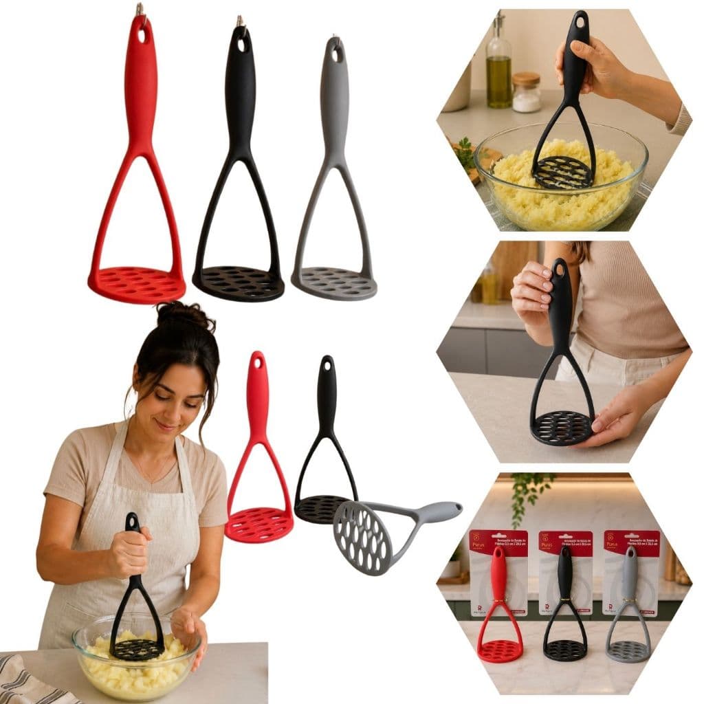 Amassador De Batata Grande Manual Nylon Para Purê E Legumes Cozinha 24,5cm