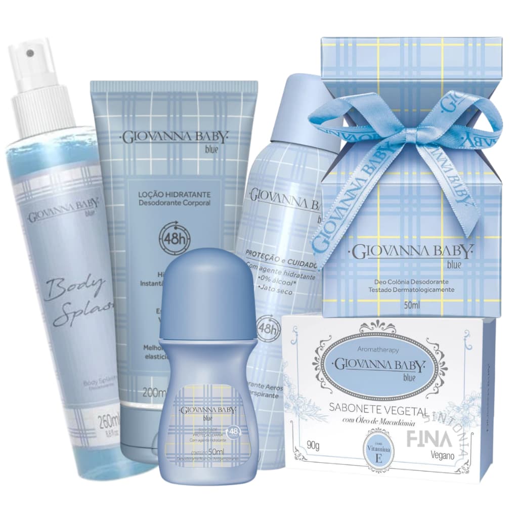 Kit Giovanna Baby Blue, Body Splash, Hidratante, Aerosol, Colônia, Sabonete, Desodorante e Outros