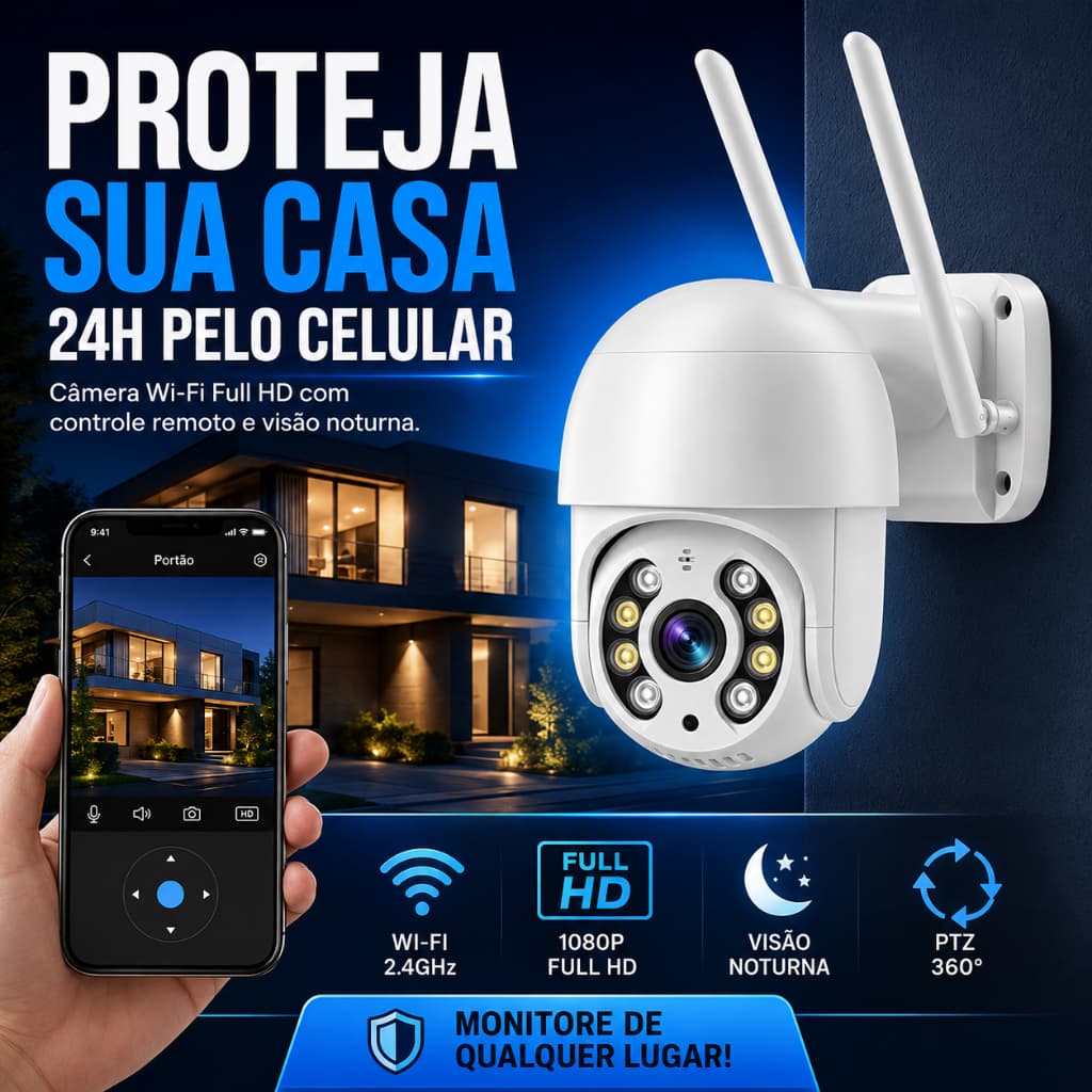 1 UNIDADE - Câmera Lâmpada de Segurança Vigilância IP Wi-Fi 360° Visão Noturna FullHD Bivolt