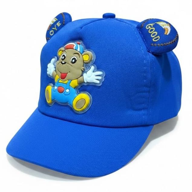Boné Americano Infantil Ursinho Fofo com Ajuste e Orelhinha Para Bebês e Crianças Várias Cores