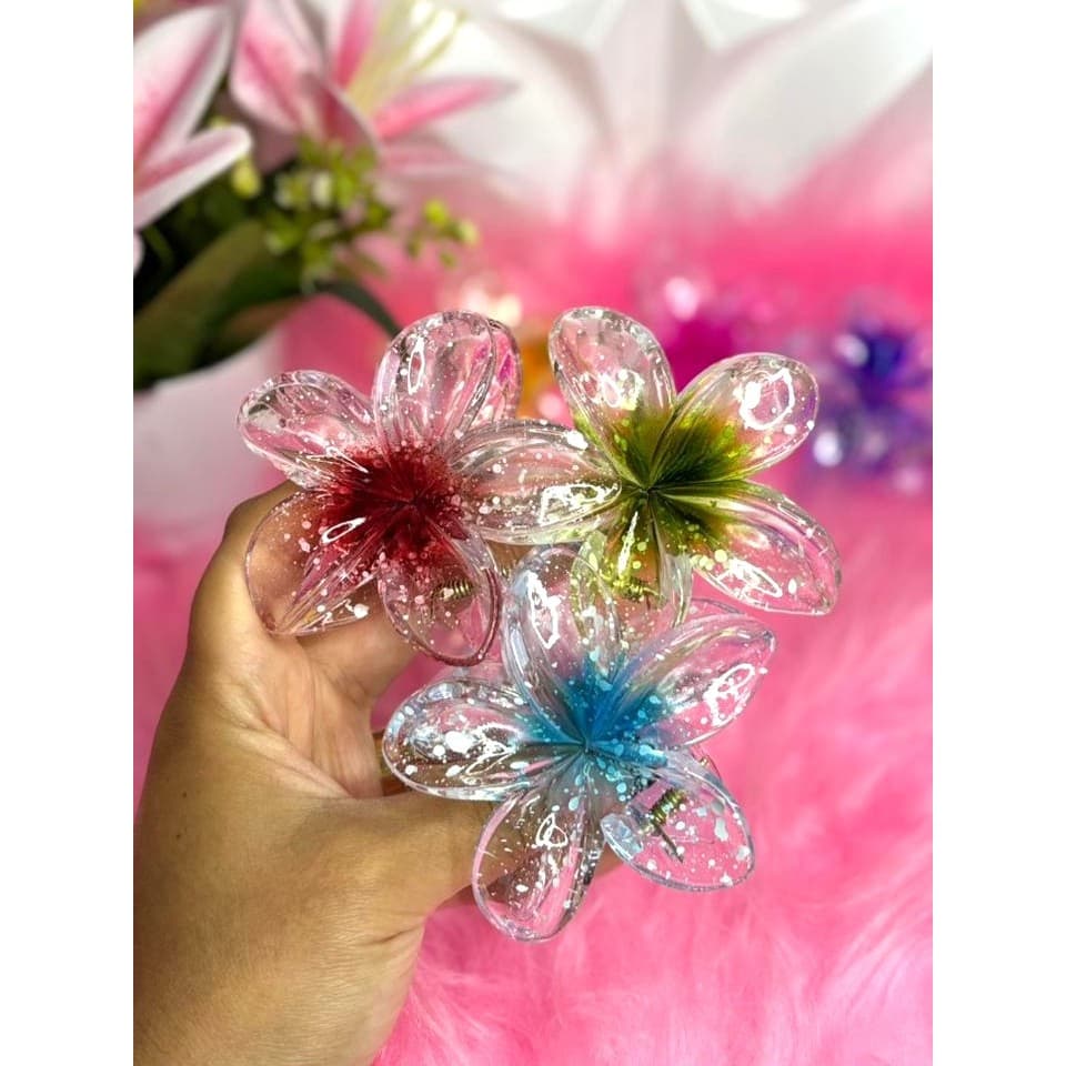 Piranha de flor cristal - presilha de cabelo