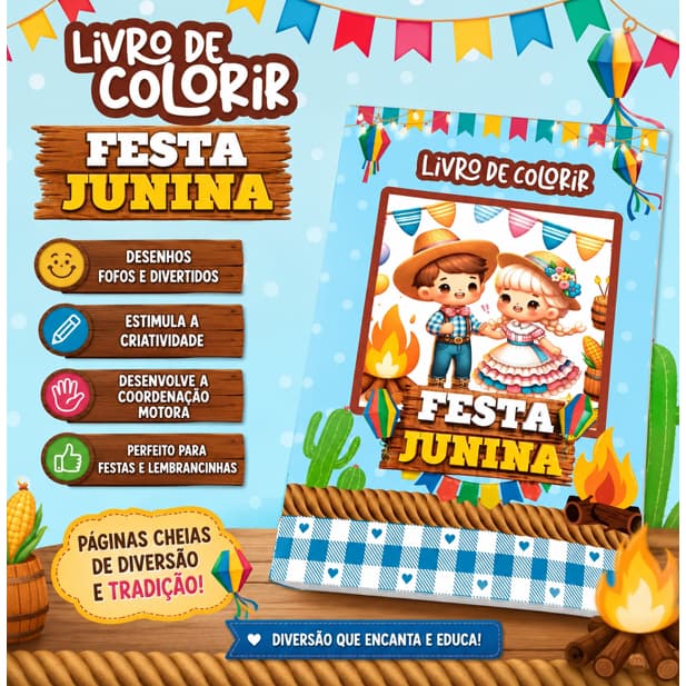 Livro de colorir vários temas | lembrancinha personalizada | revistinha prenda | festa junina