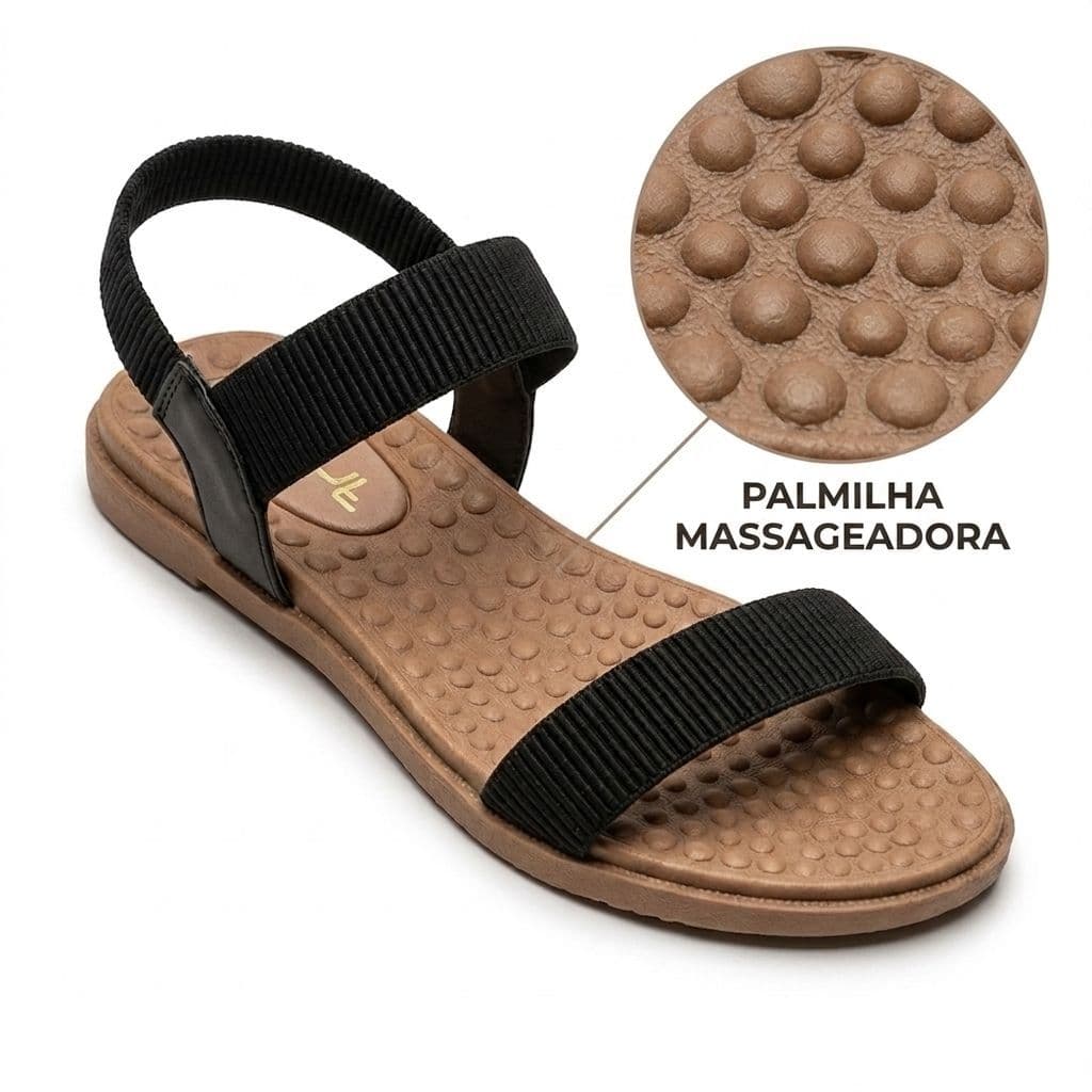 Sandália Sanf Ortopédica Feminina Elástico Ultra Conforto Original Elegante Esporão Fascite Plantar
