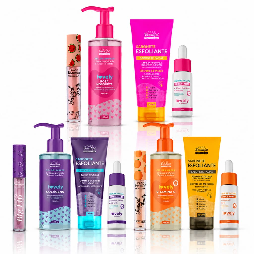 Kit Facial Glow Gel de Limpeza Sérum Facial Gloss – Limpeza, Esfoliação e Hidratação