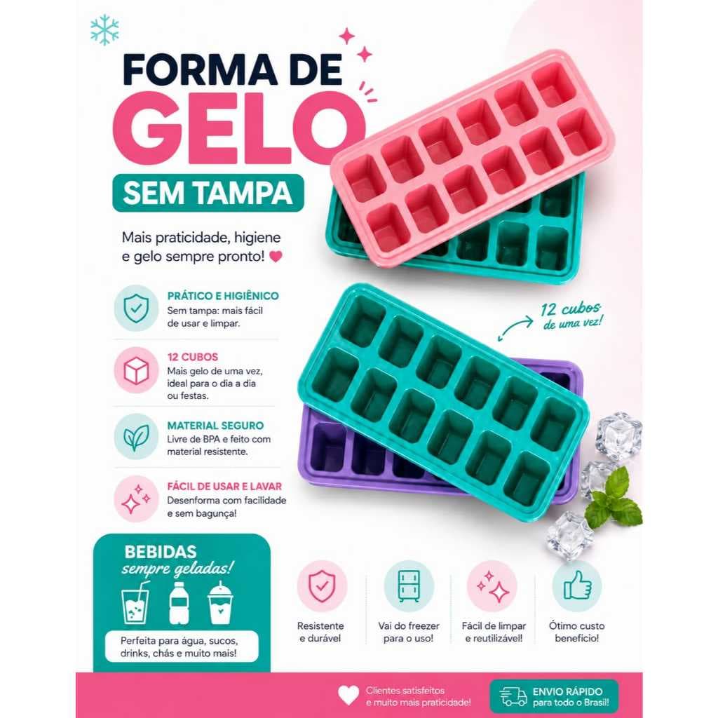 Kit forma de Gelo 4,6 e 10 unidades