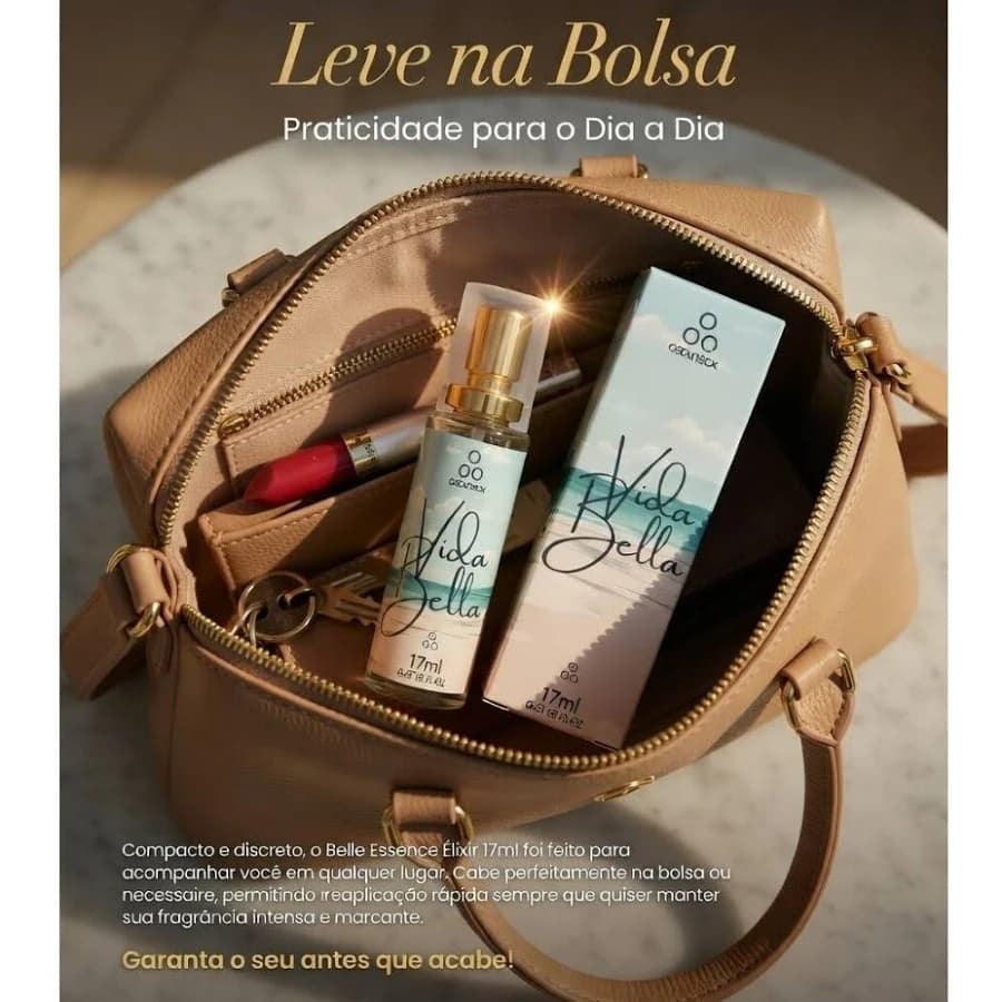 Perfume Feminino de Bolsa Vida Bella Ozonteck 17ml | Inspiração Alta Fixação de 8h a 12h