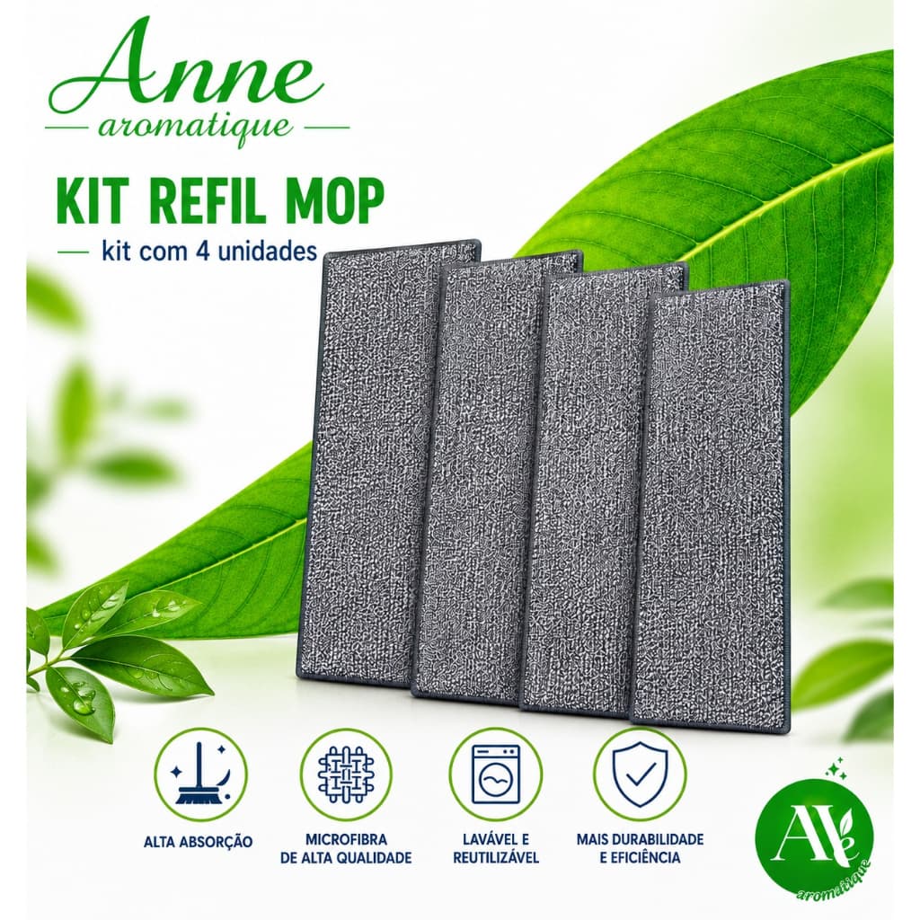 Refil Mop Spray Pano Microfibra Lavável Kian Reutilizável Para Piso Frio Sintético Madeira