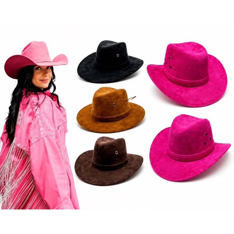 Chapéu Cowboy Adulto | Material: Courino Peluciado | Boiadeira, Roça, Fazenda, Fantasia, São João, Festa Junina, Country