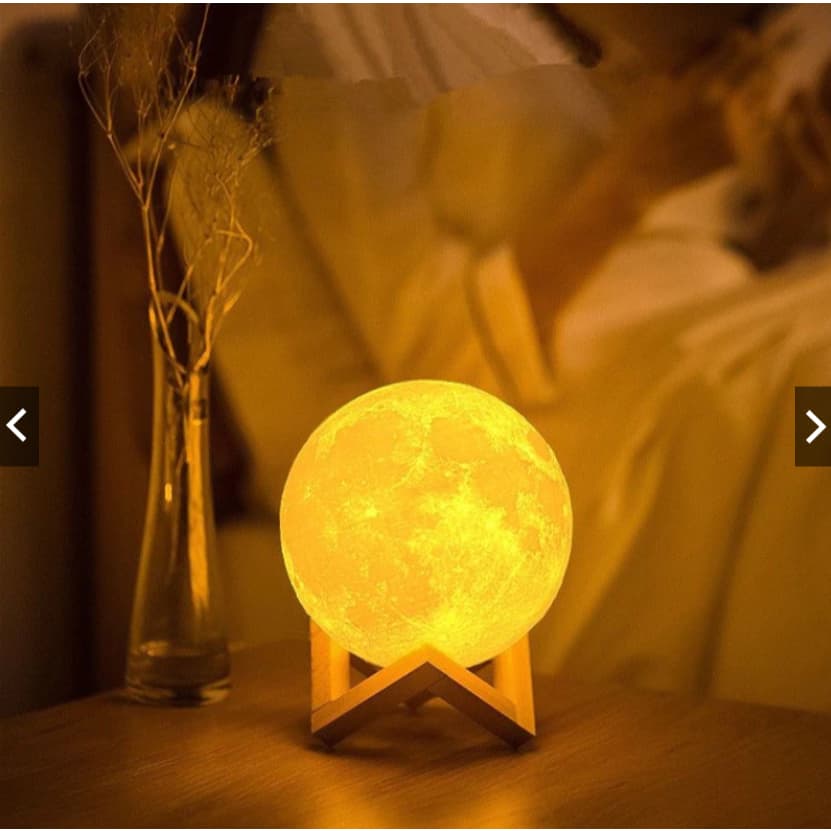 Mini Luminária LUA CHEIA Realista Com Base Sem Fio Monocromática 10CM