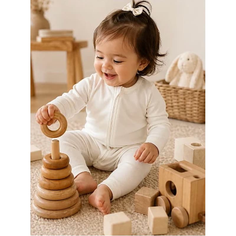 Macacão de Bebê com Zíper Off White Unissex (12-18m) Macacão Infantil de Algodão Sem Pezinho