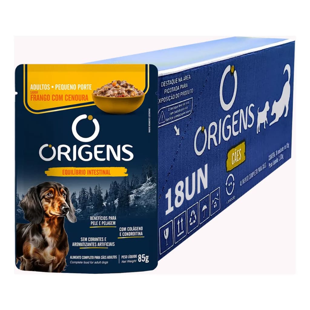 Sachê Origens Cães Pequeno Porte Frango 85g Caixa 18 Unidades