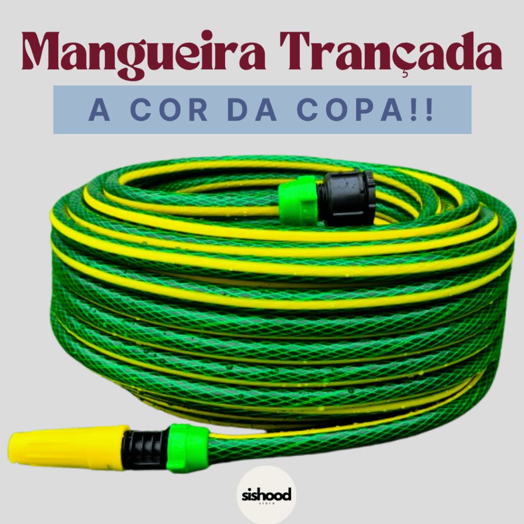 Mangueira de Jardim Cor da Copa Trançada 3 camadas - 5m a 30m + Bico + Engate de Torneira!