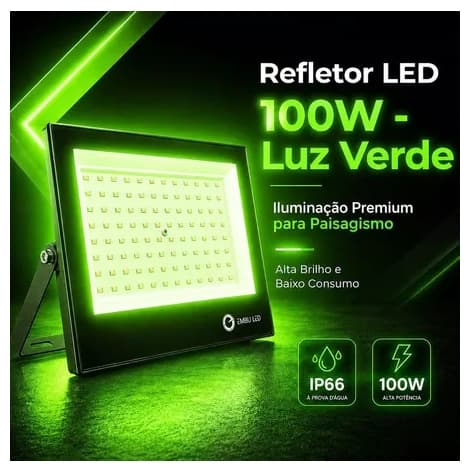 Refletor Led 100w Verde Holofote A Prova D'água Ip66