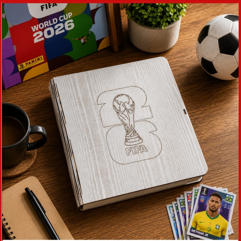 Porta Album E figurinha Copa do Mundo De Mdf Tipo livro