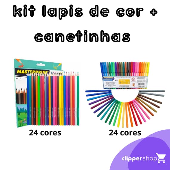 KIT LÁPIS DE COR + CANETINHA 24CORES MASTERPRINT KIT ESCOLAR