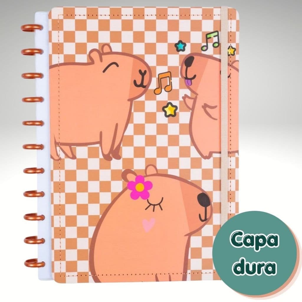 Caderno Inteligente Grande Disco Universitário Reposicionável Animais Disko Papelaria Planner Estudo