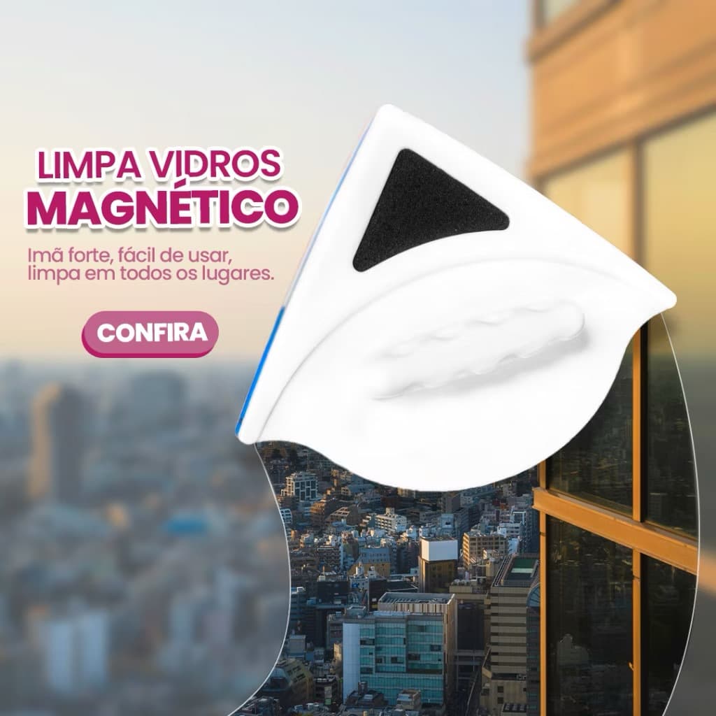 Limpa Vidros Magnético Rodo Mágico Dupla Face C/ Super Ímã