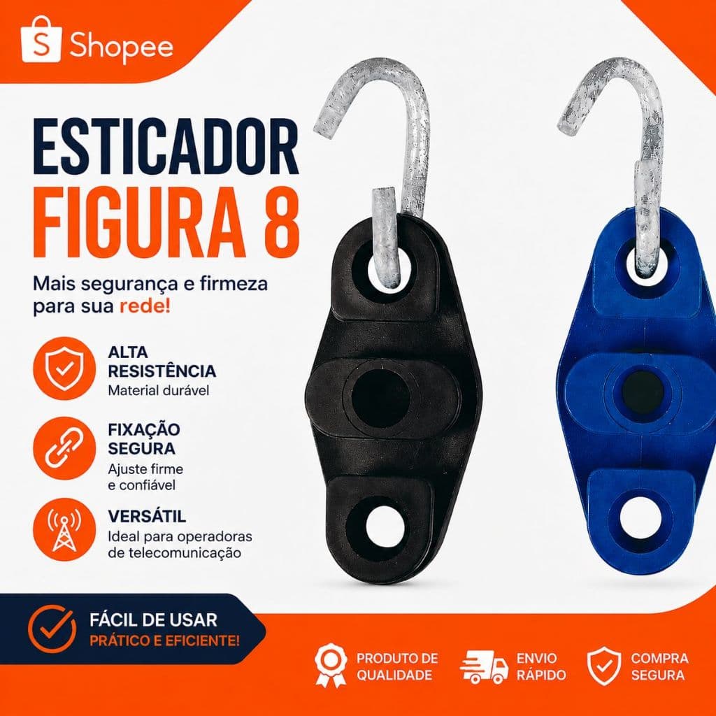 kit Esticador Figura 8 - Para Fio Fibra Cabo Drop - 25 Peças