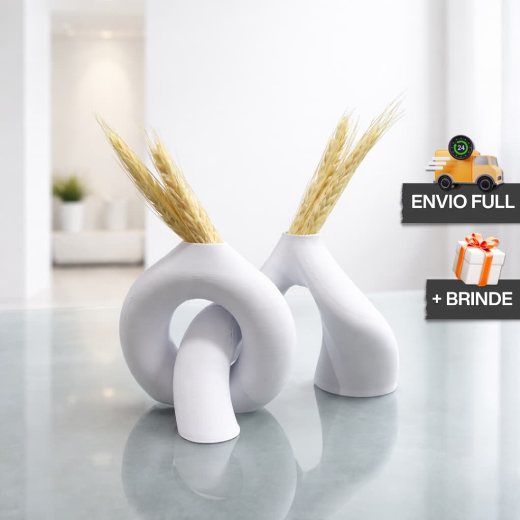 Kit 2 Vasos Decorativos Interconectados COM Trigo Artificial + Presente + Envio Rápido Decoração Minimalista Casa