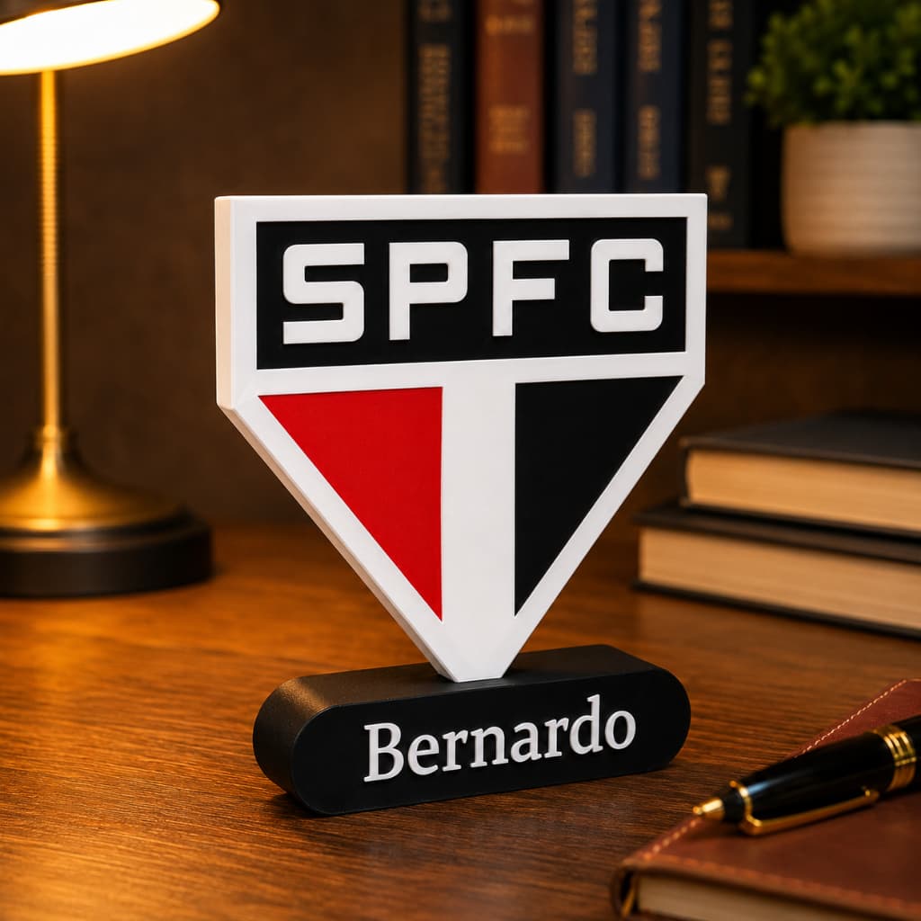 Enfeite Escudo São Paulo em 3D com Nome Personalizado | Decoração Torcedor | Presente