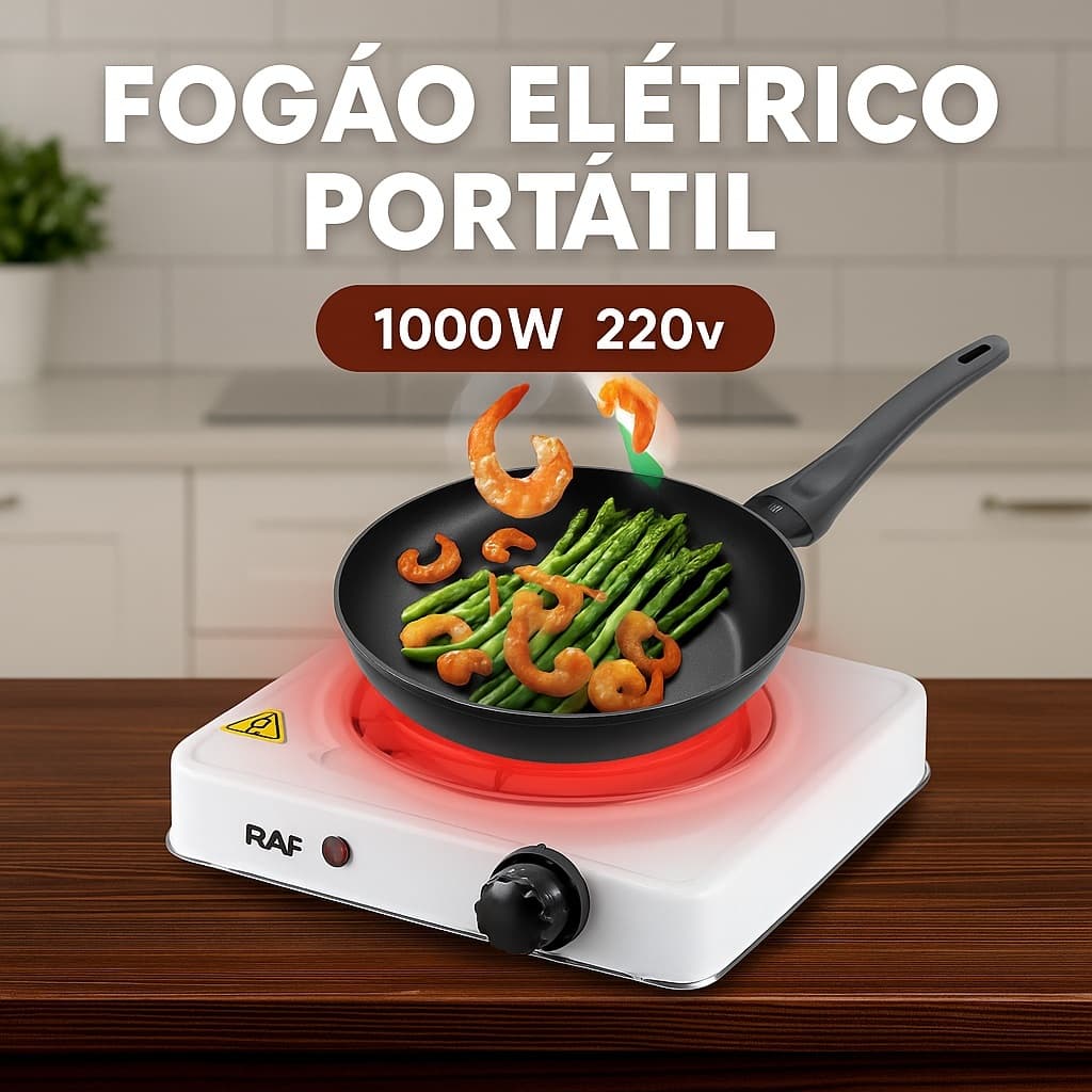 Fogão Elétrico Portátil 1000W 220V – Compacto, Prático e Ideal para o Dia a Dia
