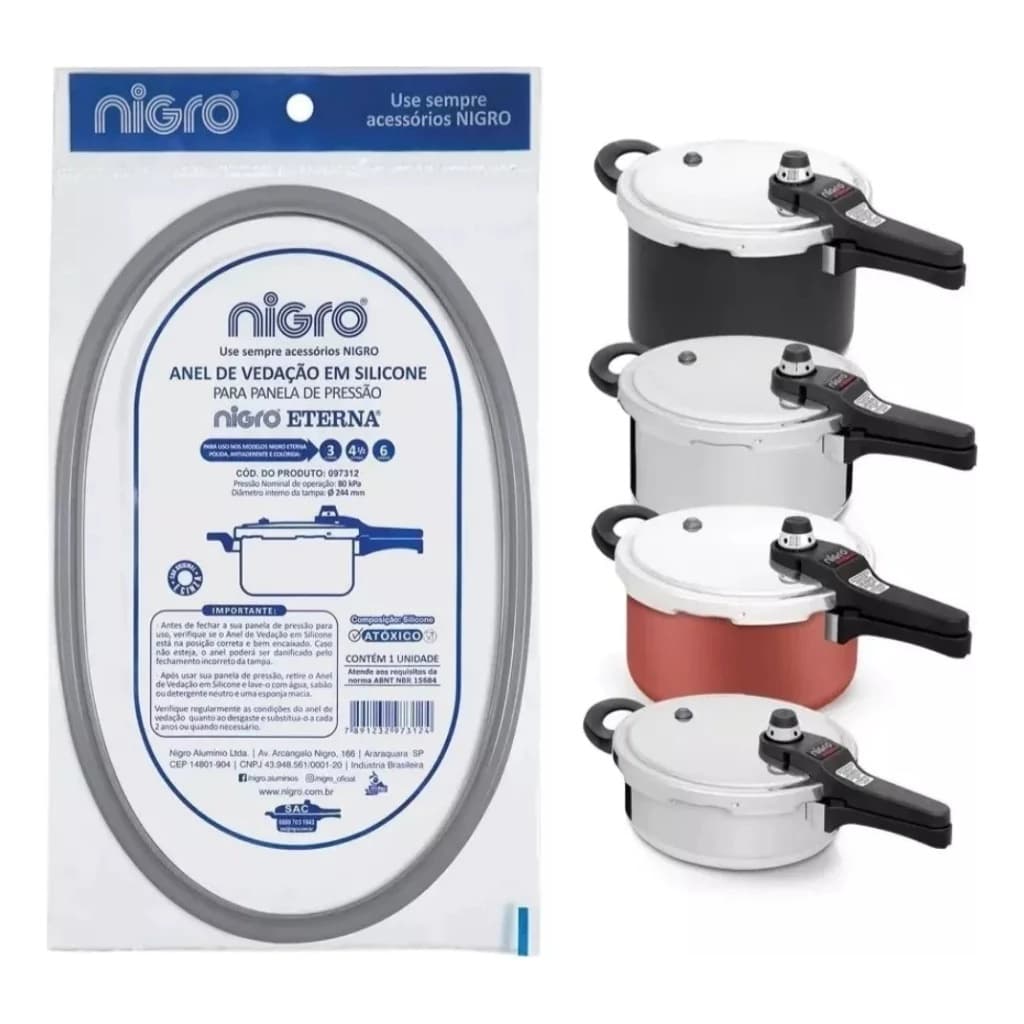 Borracha Panela De Pressão Nigro Eterna 3/4,5/6/8 Litros Original