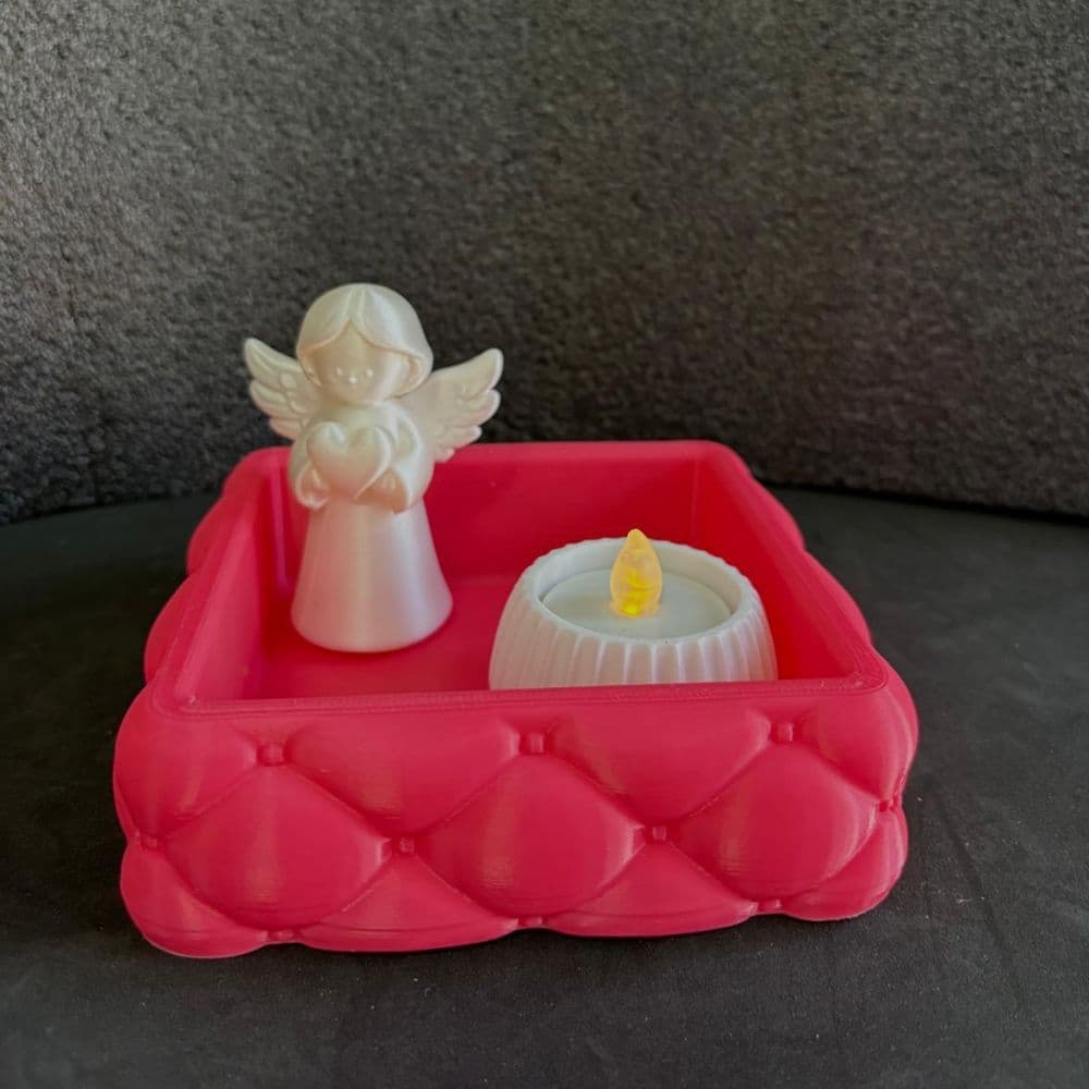 Kit Decorativo Anjo da Guarda com Bandeja Organizadora e Porta Vela LED | Decoração Religiosa e Presente Especial