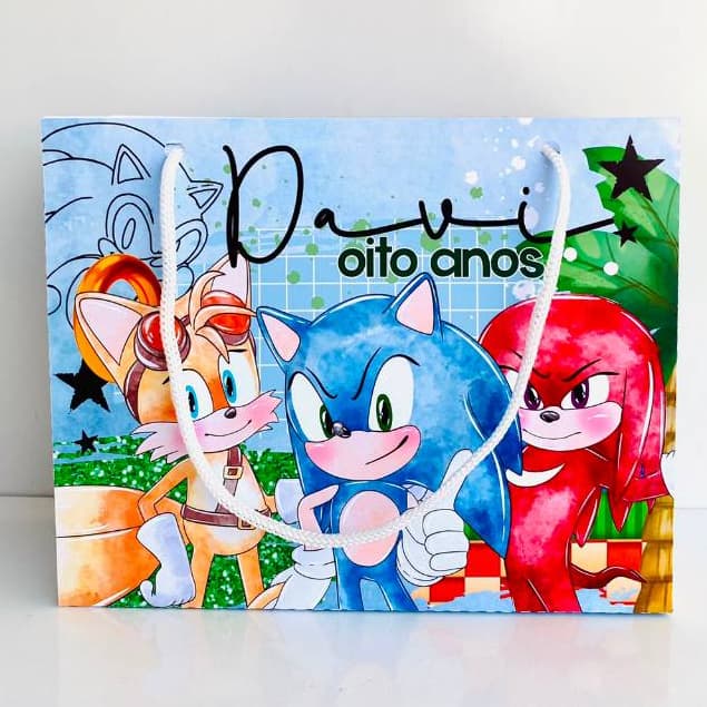10 Sacolinha Personalizada TAM G Sonic | Lembrancinha Personalizada 🎉JÁ MONTADA
