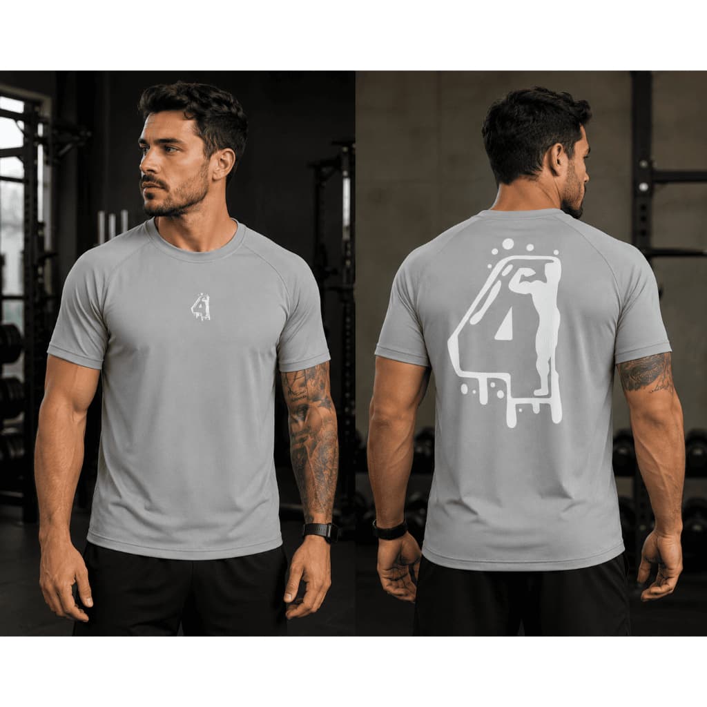 Camiseta Dry Fit Slim Cinza Masculina 4Action Treino Academia Esportiva Respiravel
