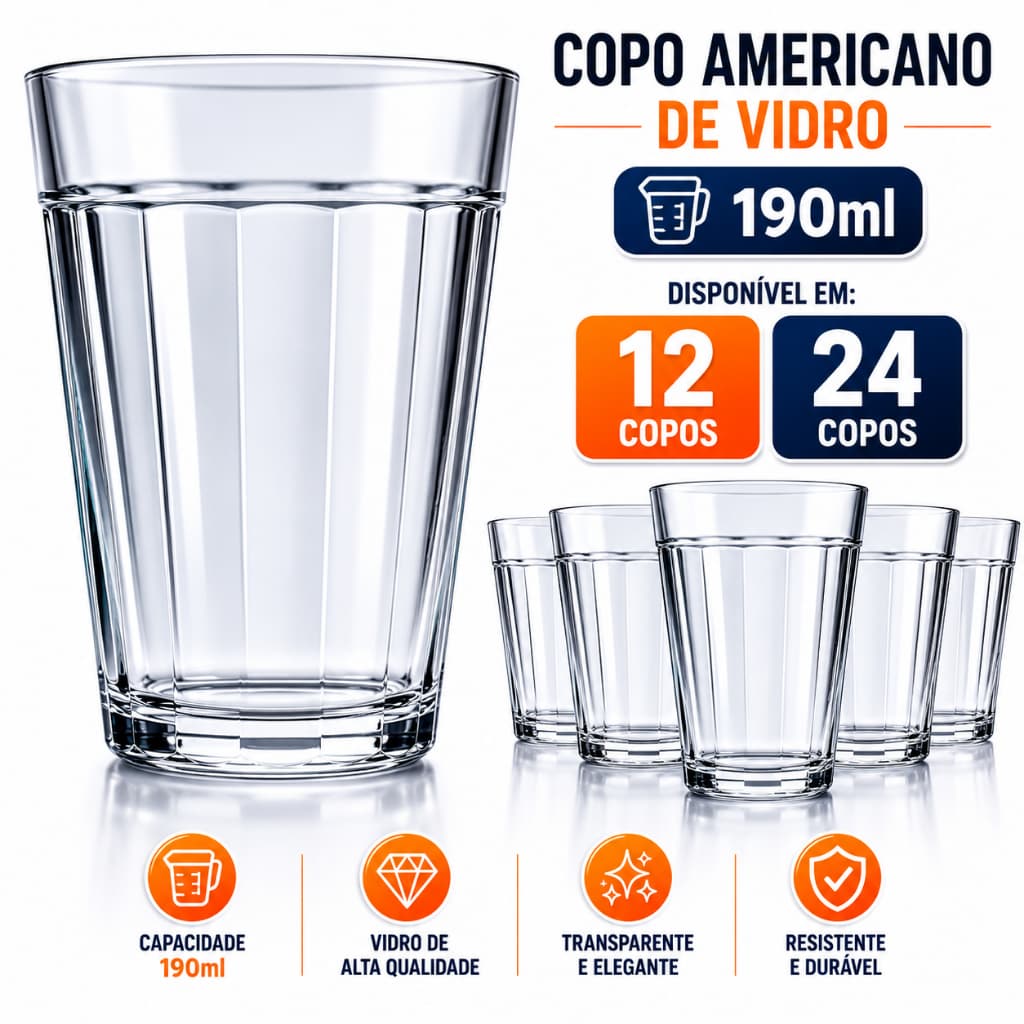 Copo Americano Nadir 190ml De Vidro Original Copo De Vidro Para Festa 190ml