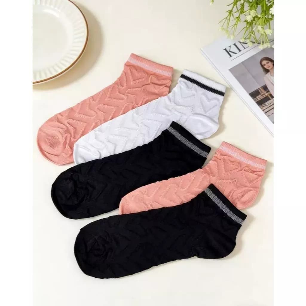 Gukatani Kit 3 Pares Meias Femininas Invisíveis Corações 35-40