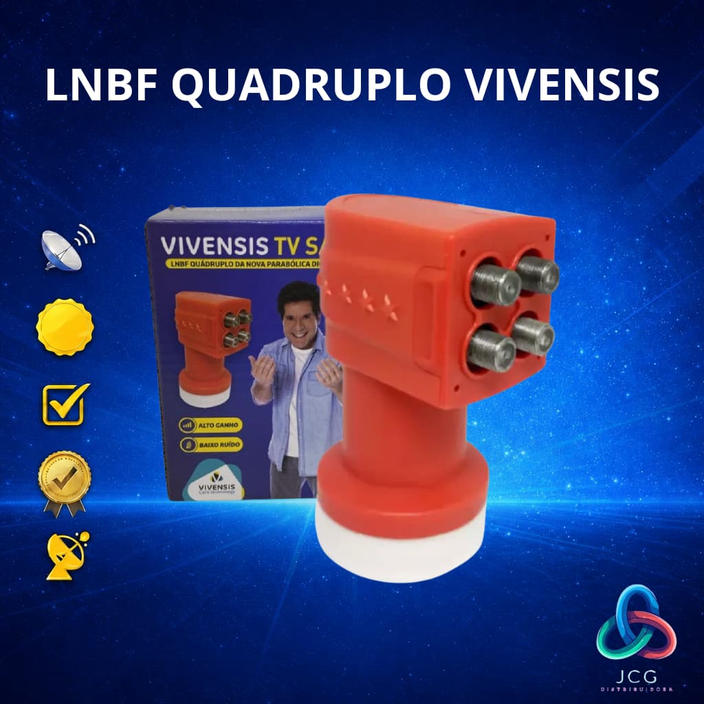 Lnbf Quádruplo Universal Ku Vivensis Digital 4 Pontos saídas Alto Ganho HD 4 TV Nova Parabólica