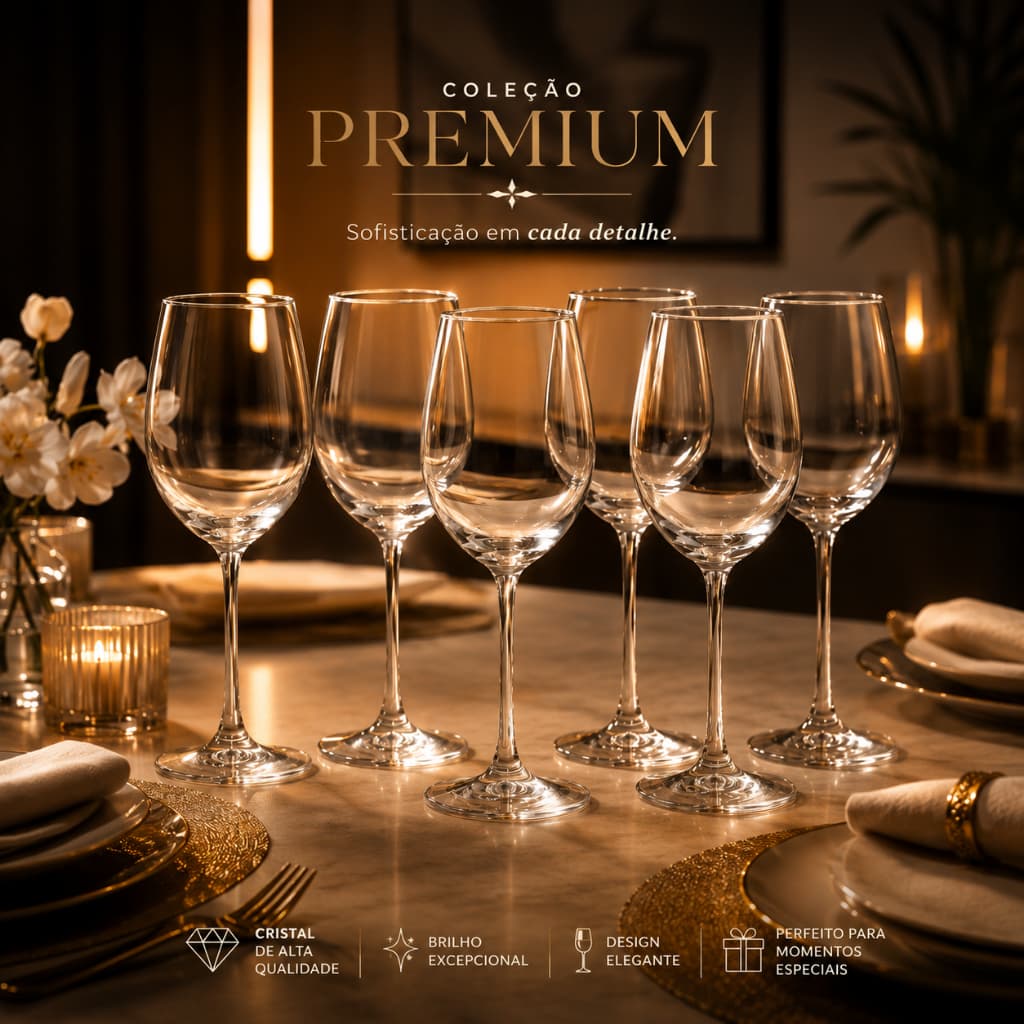 Jogo 6 Taças de Cristal Para Vinho 615ml Transparente Pasabahce