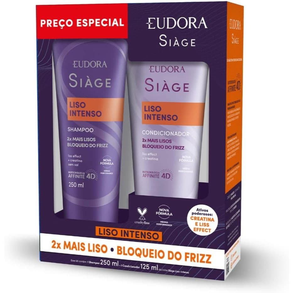 Kit Eudora Siàge Liso Intenso: Shampoo 250ml + Condicionador 125ml