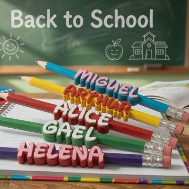 Kit 12 Nomes para Lápis | Nome para Lápis Escolar | Enfeite para Lápis Escolar