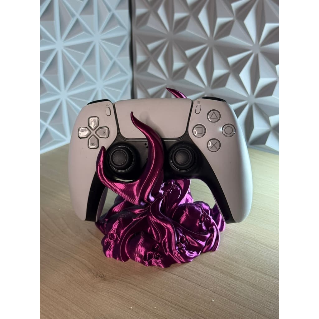 Suporte Controle PS5 Xbox Gamer Mesa Organizador Impressão 3D Rosa com Preto