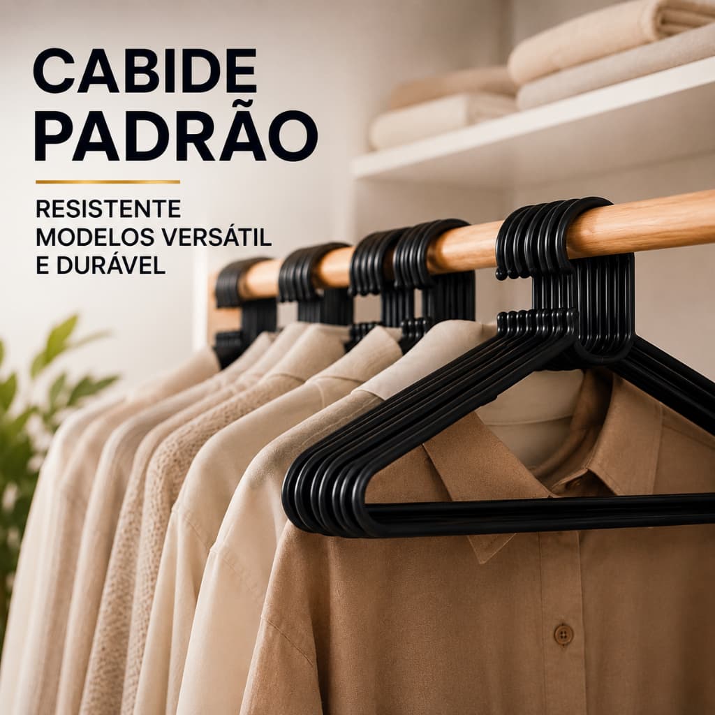 Cabide Adulto Preto Para Roupas Reforçado Kit 10 a 60 Cabides